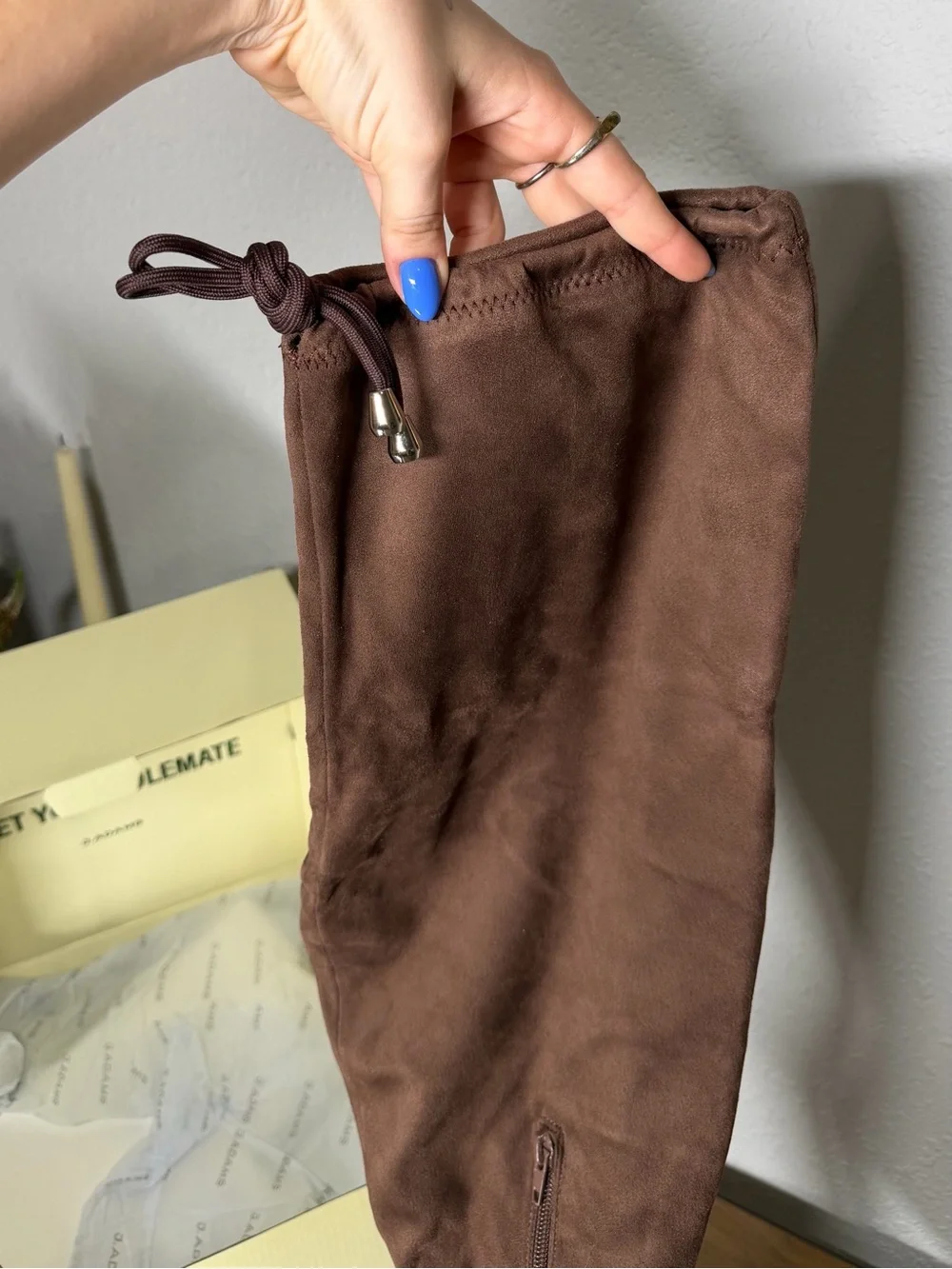 Suede Over-the-Knee Brown Boot with Block Heel